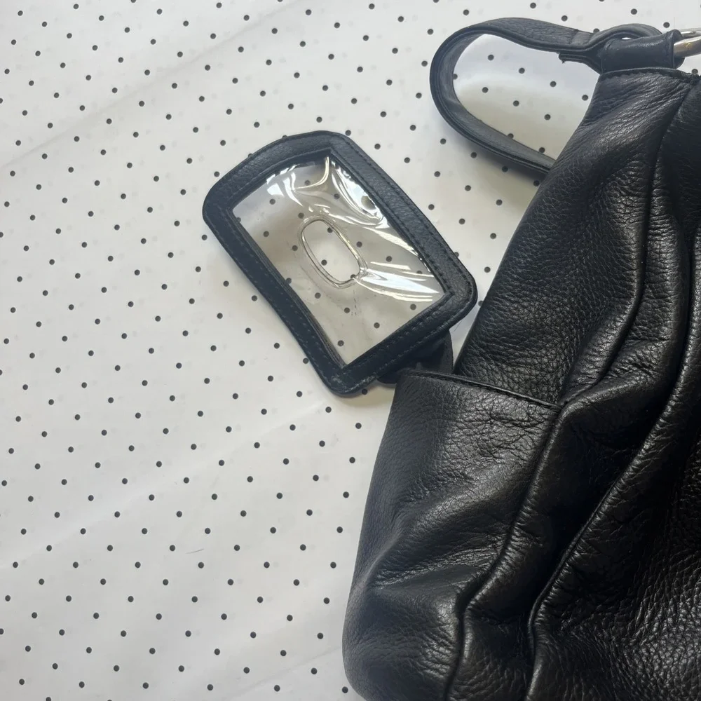 Rolfs Genuine Leather Black Shoulder Bag Purse Cowhide Hobo Organizer Zip Pocket